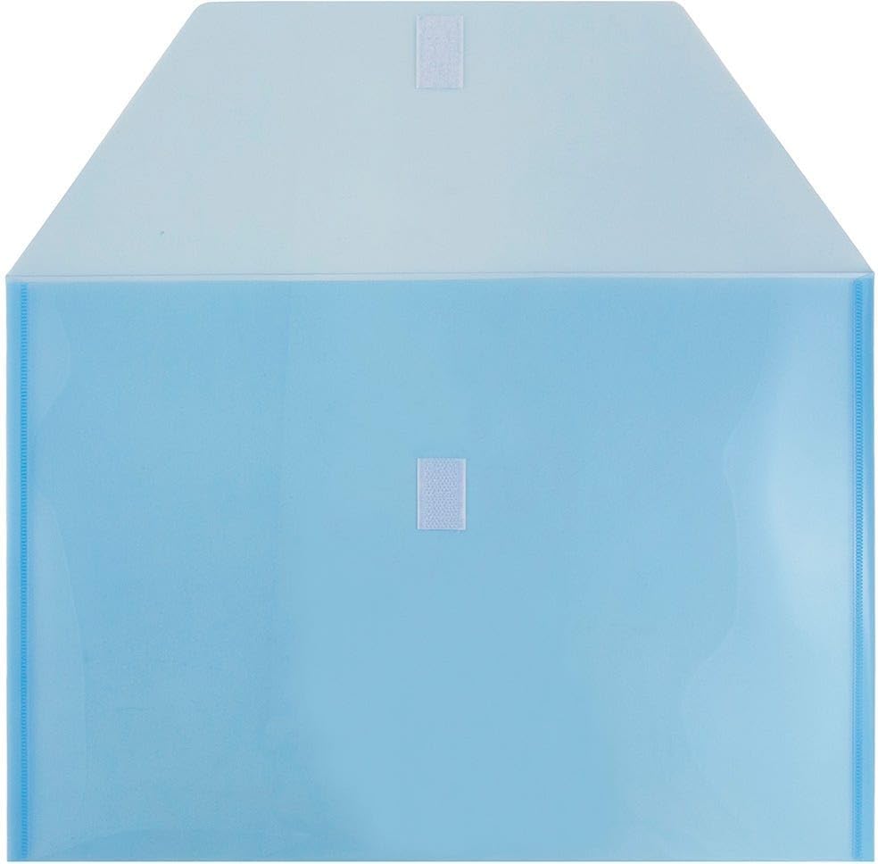 JAM PAPER Plastic Envelopes with Hook & Loop Closure - Legal Booklet - 9 3/4 x 14 1/2 - Blue - 3/Pack