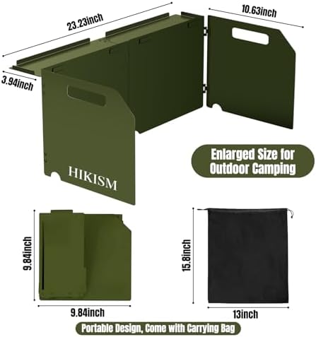 Camping Stove Windscreen, Lightweight Foldable Outdoor Wind Blocker Gas Stove Windshield Wind Screen Wind Guard for Camping Stove, Glamping, Navy Green