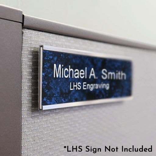 2x8 Executive Name Plate Holder, Silver Aluminum Adhesive Door Mount for Wall Plaques, Mailbox Signs and Cubicles | Made in USA