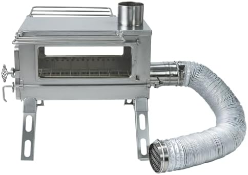 Winnerwell Nomad PLUS M-Sized Hot Tent Stove, Wood Burning Tent Stove with External Air Intake, Double View Windows & Secondary Combustion, AISI 304 Stainless Steel Camping Wood Stove