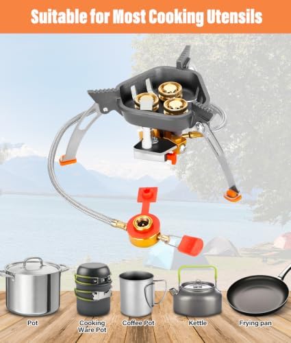 WADEO 7200W Windproof Camp Stove, Camping Gas Stove with Piezo Ignition