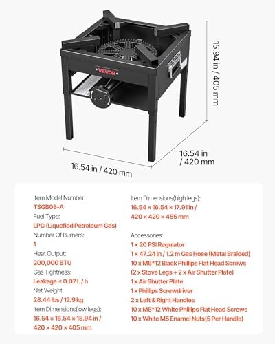 VEVOR 1 Burner Outdoor Propane Gas Stove, Propane LPG Gas Camping Stove,