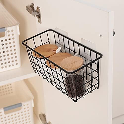 2 Set Hanging Wall Basket Organizer Over the Cabinet Door Wire Baskets