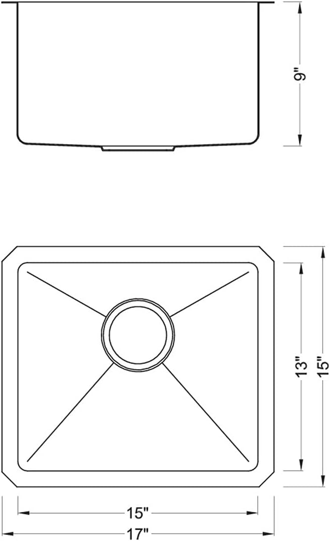 17 in. x 15 in. x 9 in. 16-Gauge Stainless Steel Undermount Single Bowl Bar