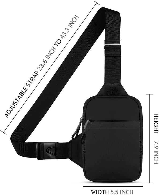 Simptech Mini Crossbody Sling Bag Chest Bag Dual Pocket Water Resistant Fanny