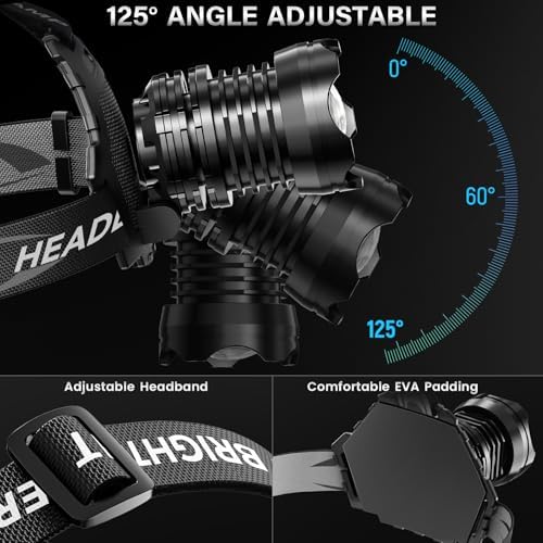 AKNEAR Rechargeable LED Headlamp 99000 High lumens Bright with Red Light