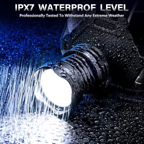 AKNEAR Rechargeable LED Headlamp Super Bright, 99000 High Lumens Head Lamp Zoomable, 25Dys+ Runtime & 12 Mode & Lightweight Comfort & 125° Adjustable Waterproof Head Light for Outdoor