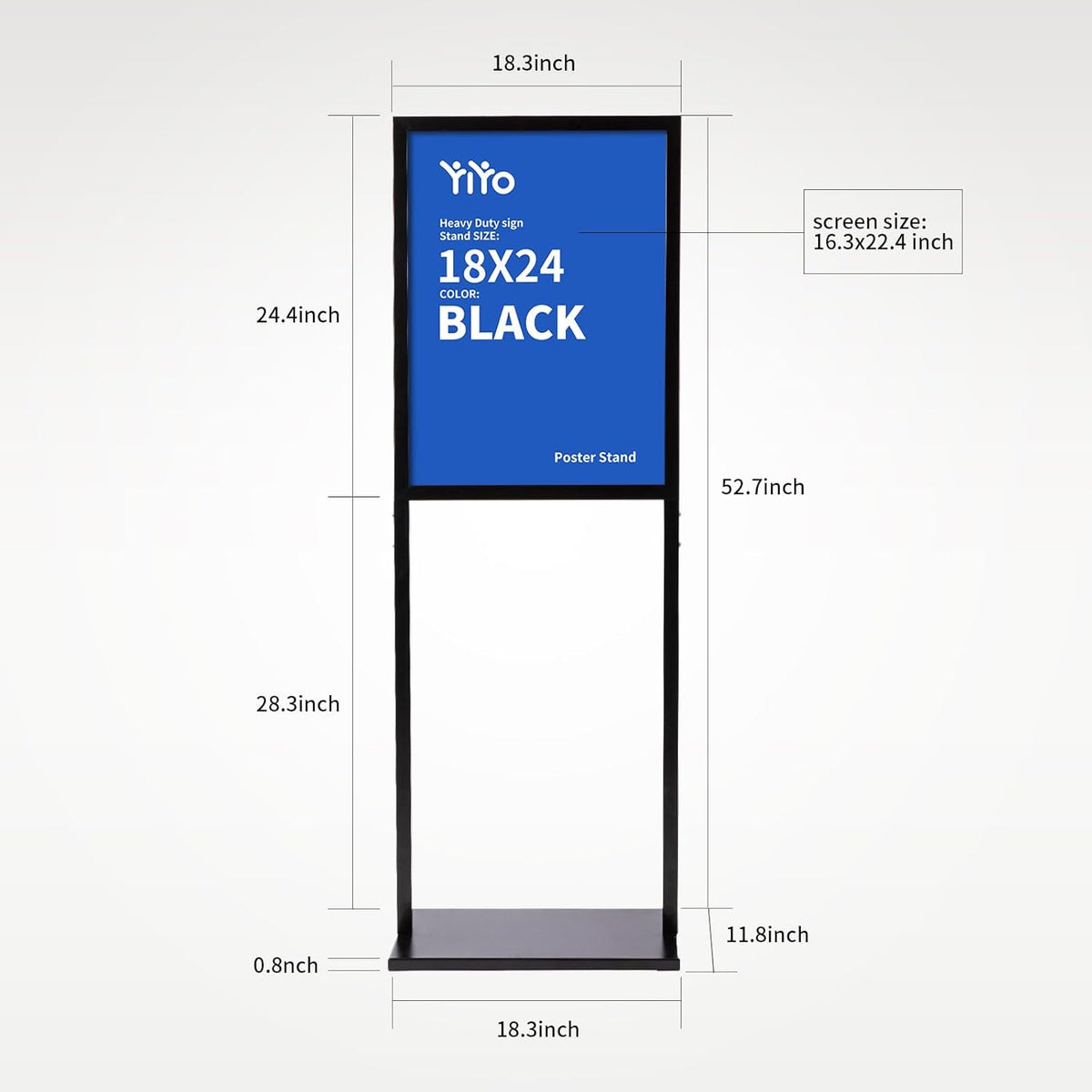 YIYO Sign holder floor stand, sign holder stand heavy Duty Pedestal poster stand for display,18×24 inch slide-in double sided poster sign holder floor standing Display Advertising (18×24)