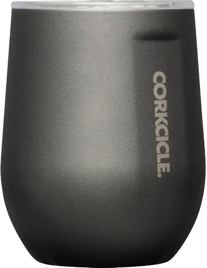Corkcicle Stemless Wine Tumbler - Keeps Drinks Cold for 6 Hours - Triple-Insulated Stainless Steel - Non-Slip Base - Summer Drinkware Gift - Keeps Drinks Ice Cold - 12 oz - Ceramic Slate