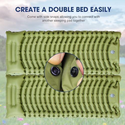 Ultralight Camping Sleeping Pad with Pillow & Built-in Foot Pump