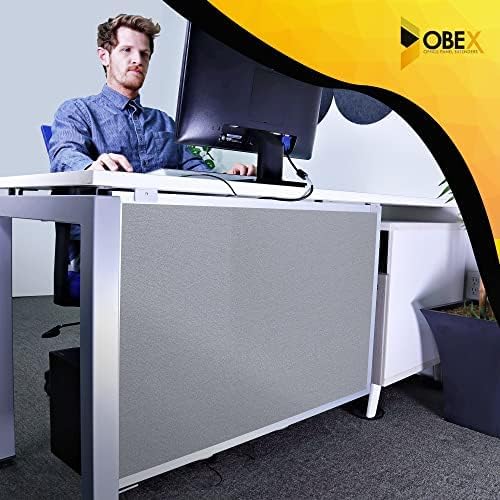 OBEX Acoustic Table Mounted Modesty Desk Privacy & Sound Absorbing Panel for Office Cubicles, 12" x 60", Overcast