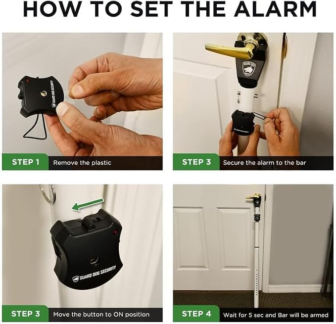 Guard Dog Security Adjustable Sliding Door Security Bar, Door Jammer 2-in-1