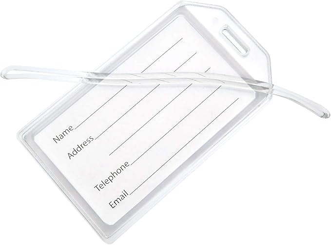 5 Pack - Premium Rigid Airline Luggage Tag Holders - Heavy Duty Hard Plastic