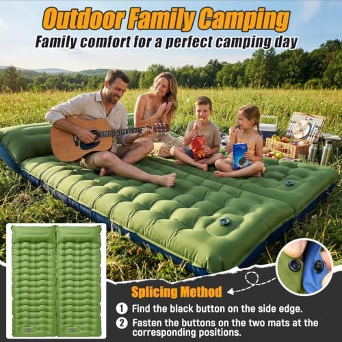 FUN PAC Camping Sleeping Pad,Ultralight Camping Mattress with Pillow, Built-in Foot Pump Inflatable Sleeping Pad Compact for Camping,Backpacking, Hiking,Traveling