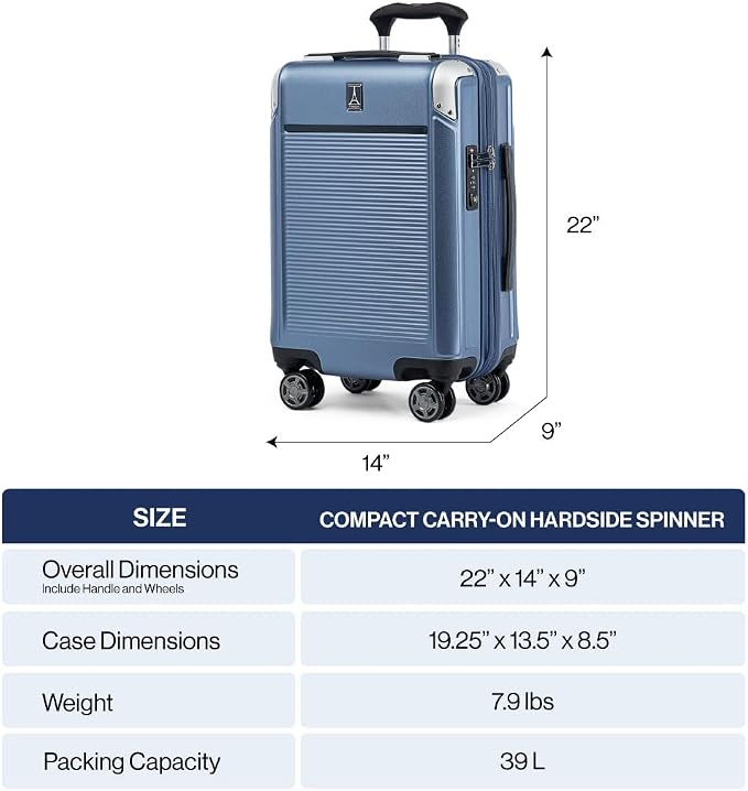 Travelpro Platinum Elite Hardside Expandable Carry on Luggage, 8 Wheel Spinner