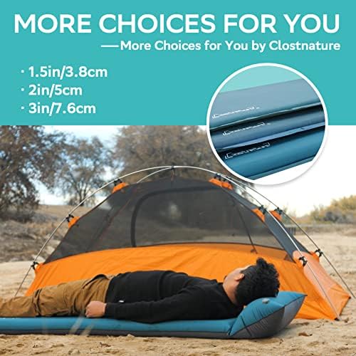 Clostnature 2in Lightweight Self Inflating Sleeping Pad for Camping