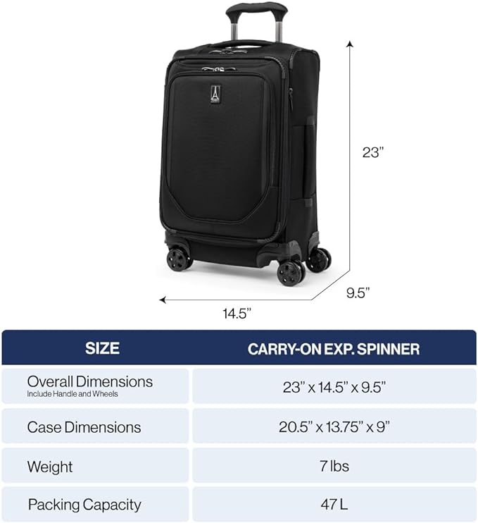 Travelpro Crew Classic Lightweight Softside Expandable Carry on Luggage