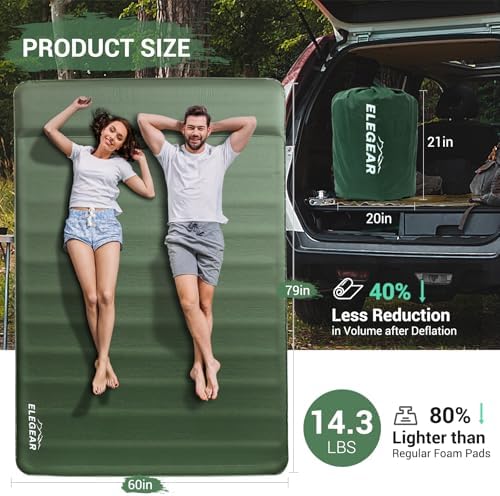 Elegear Air & Foam Camping Mattress 4" Built-in Electric Pump, Gueen Size