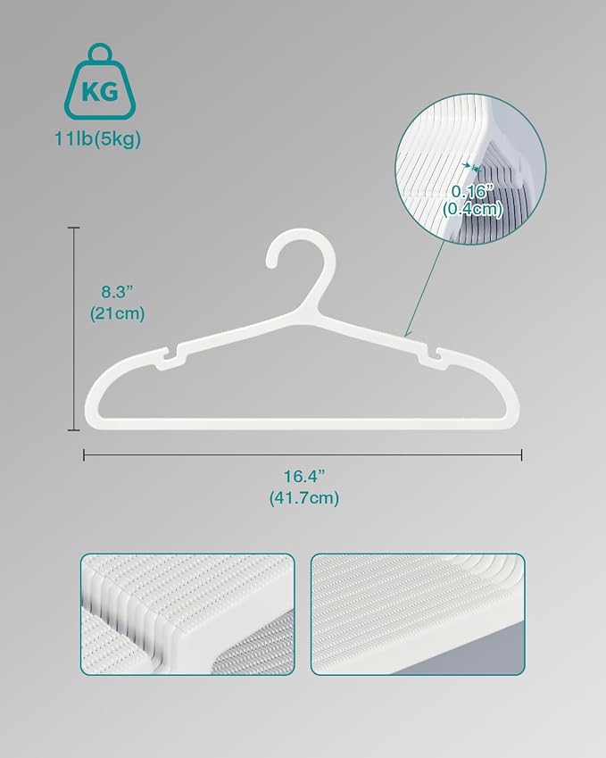 30 Pack Clothes Hangers, Non Slip Plastic Coat Hangers, Space Saving Hangers