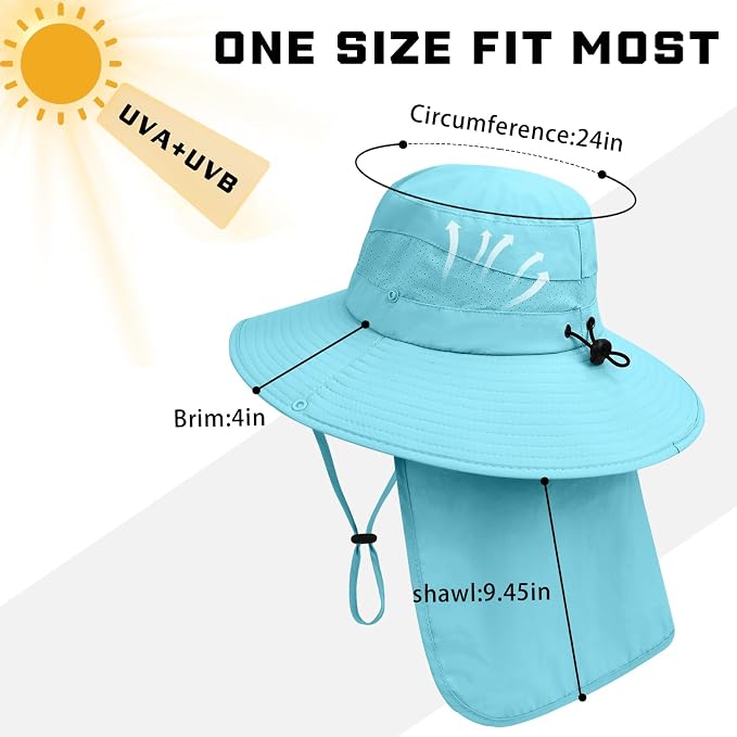 Sun Hats for Men Women, UPF50+ Protection Safari Hat, Wide Brim Fishing Hat