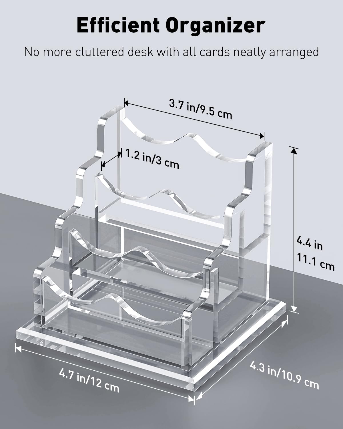 Uniclife Acrylic Business Card Holder for Desk 3 Slots Clear Horizontal Business Card Display Stand for Men & Women Desktop Name Card Organizer Card Stand for Office Home Exhibition, 180 Card Capacity