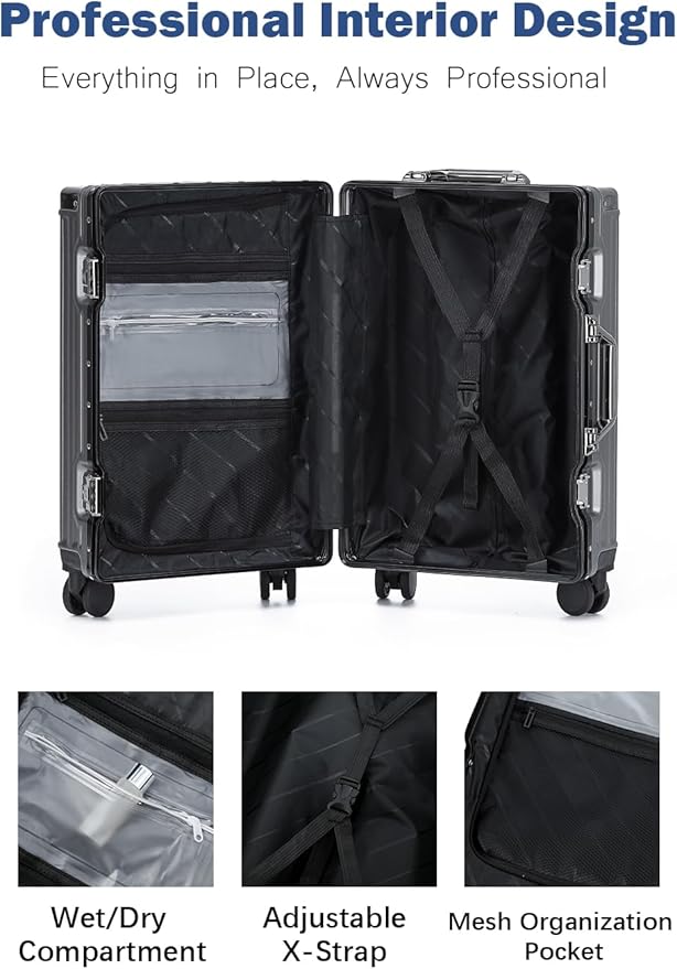 HotWay 20 Inch Aluminum Frame Carry On Luggage