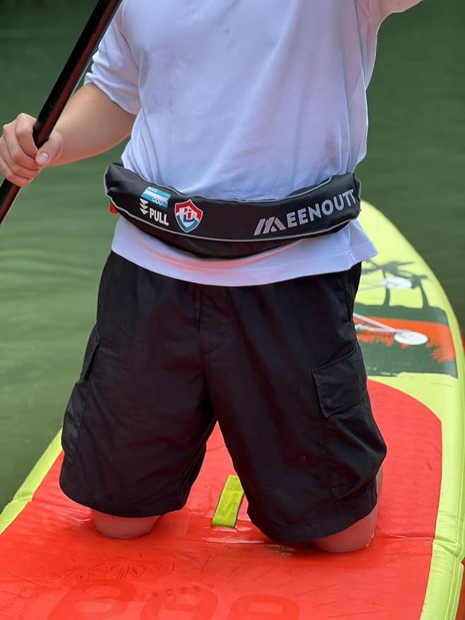 Automatic Inflatable Belt Pack Water Sports Jacket Waist Belt PFD for SUP Paddleboarding Fishing Boating Kayaking(fit 80-330 lbs) (Fluorescent yellow)