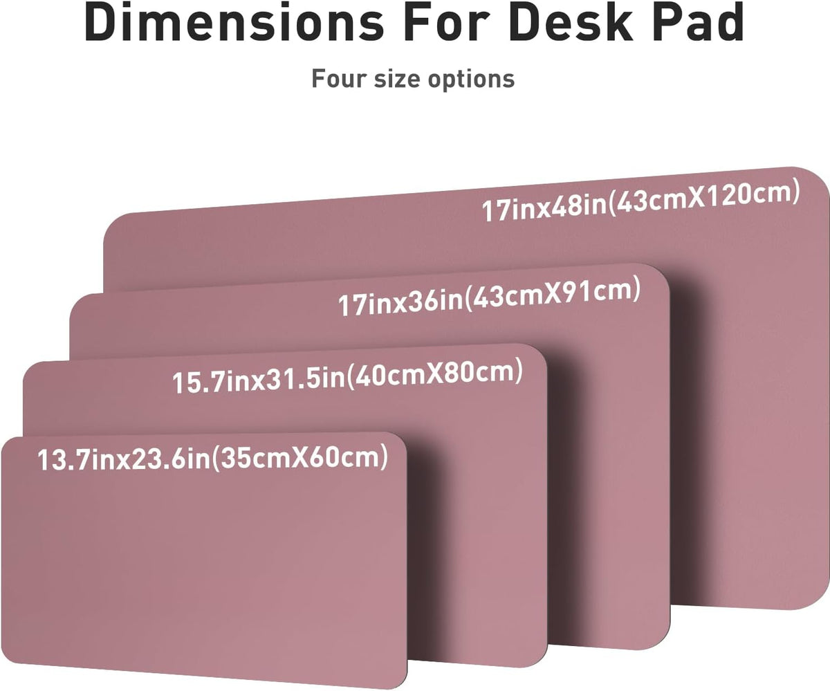 Aothia Leather Desk Pad Protector, Mouse Pad, Office Desk Mat, Non-Slip PU Leather Desk Blotter, Laptop Desk Pad, Waterproof Desk Writing Pad for Office and Home (48"x17", Dark Pink)