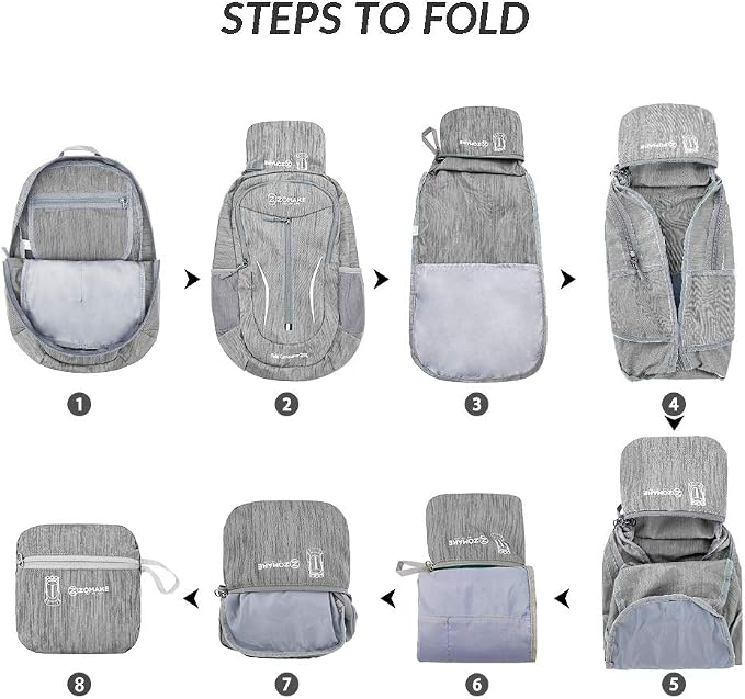 ZOMAKE 25L Ultra Lightweight Packable Backpack, Foldable Hiking Backpacks Water