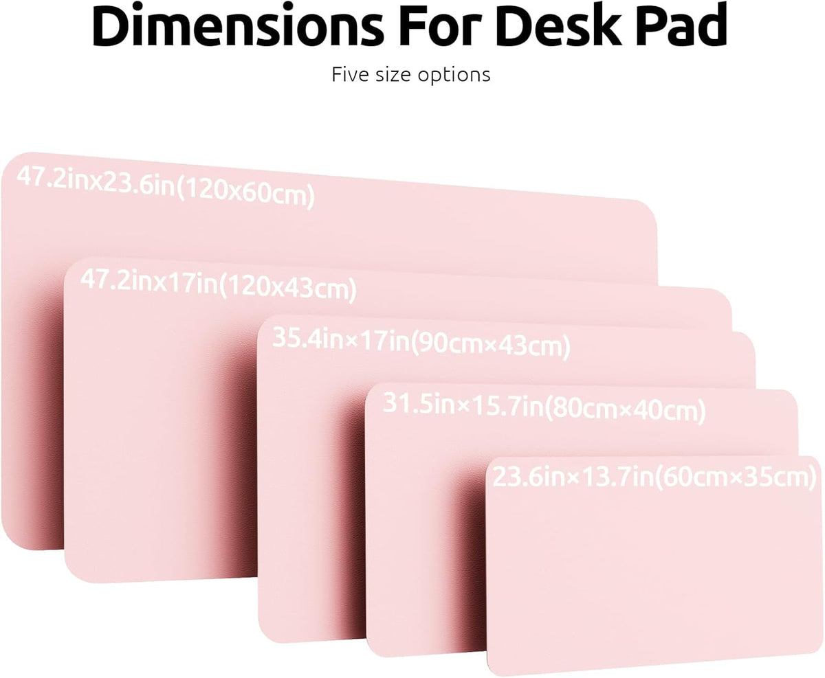 YSAGi Leather Desk Pad Protector, Office Desk Mat, Large Mouse Pad, Non-Slip PU Leather Desk Blotter, Laptop Desk Pad, Waterproof Desk Writing Pad for Office and Home (Light Pink, 47" x 17")