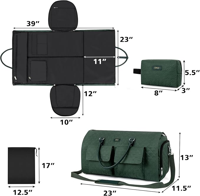 Garment Bag for Travel With Toiletry Bag Convertible Carry On Weekender Bag