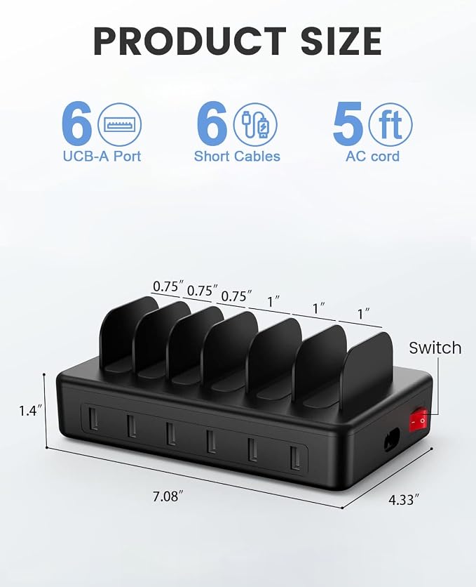 CREATIVE DESIGN 50W 6 Ports Multi Charger Station