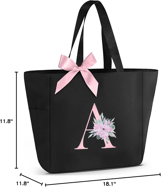 Vavabox Tote Bag, A-Z Initial Monogrammed Waterproof Tote Bag, Bridesmaid Gifts