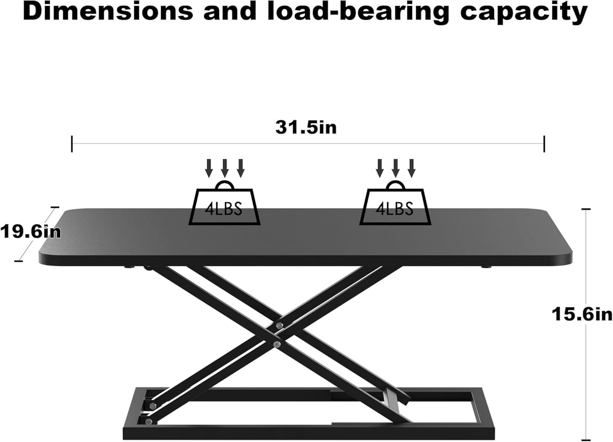 Decoholic Black Small Single 32 inch Scissors Lift Keyboard and Mouse Riser ,Height Adjustable Standing Desk Converter,for Ergonomic Sit Stand Workstations (32 inch)