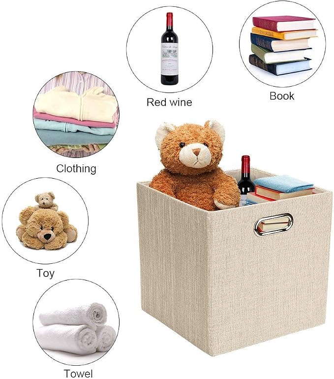 Posprica Collapsible Storage Cubes, 11×11×11 Fabric Storage Bins Containers