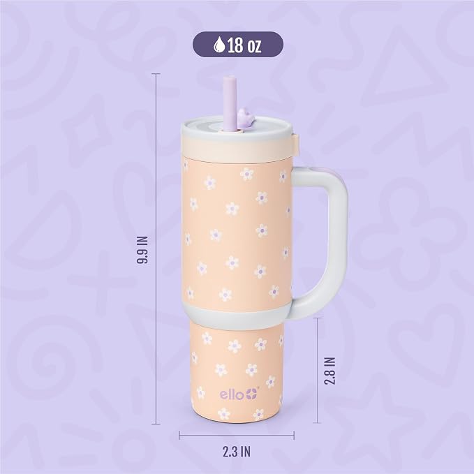 Ello Oasis 18oz Stainless Steel Tumbler - Orange Daisies