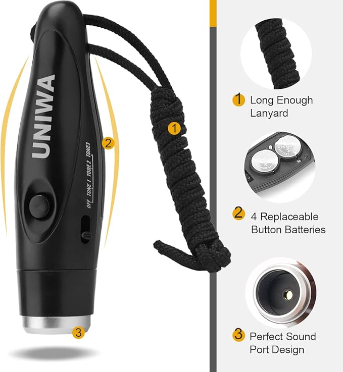 UNIWA Electronic Whistles, 2 Pack Handheld 3 Tone High Volume Electric Whistle