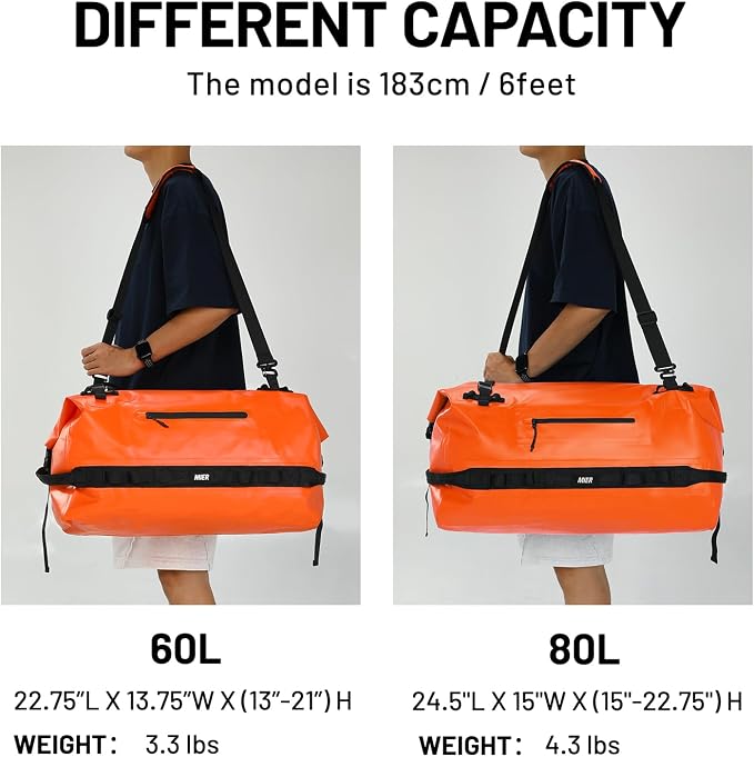 MIER Large Waterproof Duffel Bag Rolltop Dry Backpack Duffle Bags