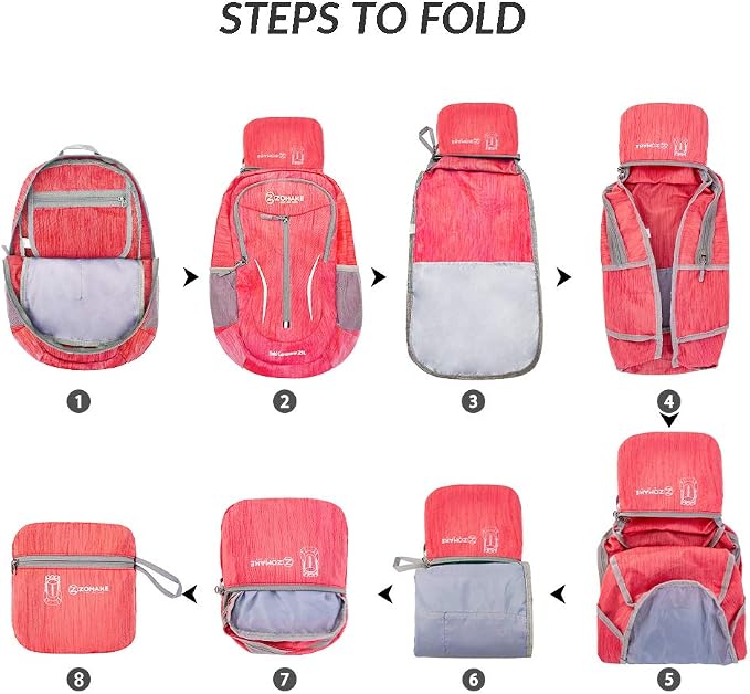 ZOMAKE 25L Ultra Lightweight Packable Backpack, Foldable Hiking Backpacks Water