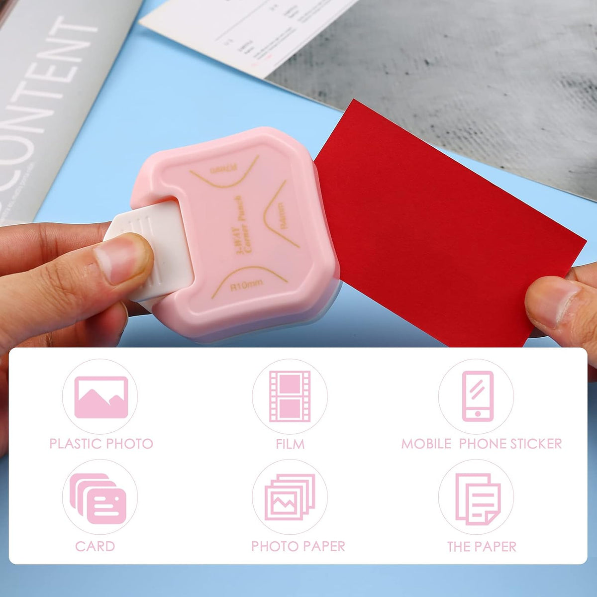 LOONENG 3 Way Corner Rounder Punch, 4mm, 7mm, 10mm 3 in 1 Corner Cutter for Paper Crafts, Laminator, Cardstock, DIY Projects, Photocards, Card Making and Scrapbooking