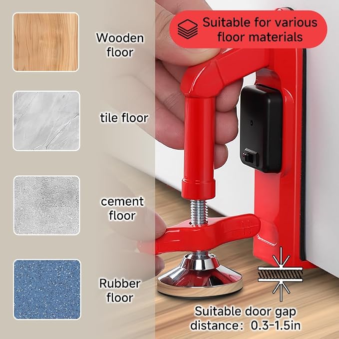 Portable Alarm Door Stopper for Additional Safety in Hotel, Apartment and