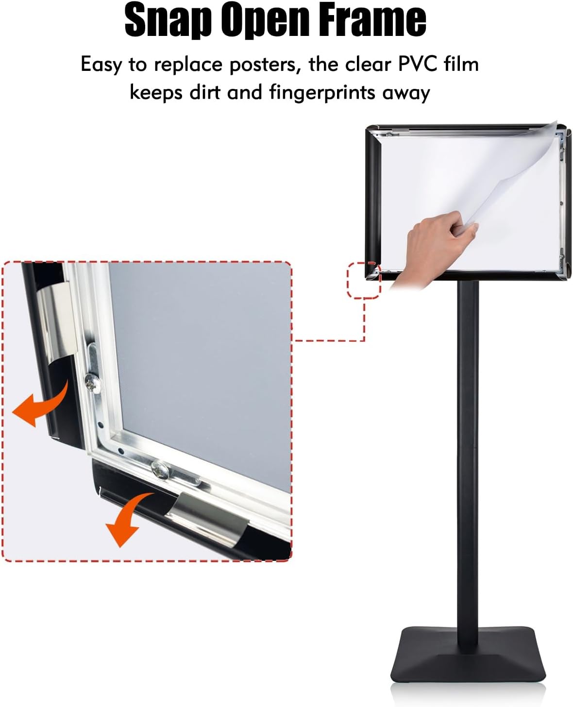 Sign Stand for Display, 11lbs Integrated Rod Heavy Duty Pedestal Floor Signage Stand Holder, for Outdoor or Indoor Advertising (11 x 17, Black)