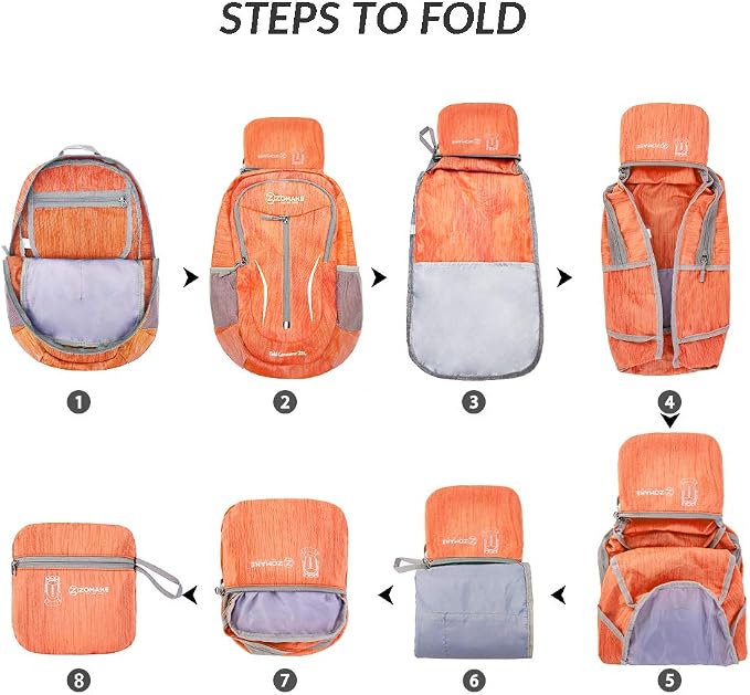 ZOMAKE 25L Ultra Lightweight Packable Backpack, Foldable Hiking Backpacks Water