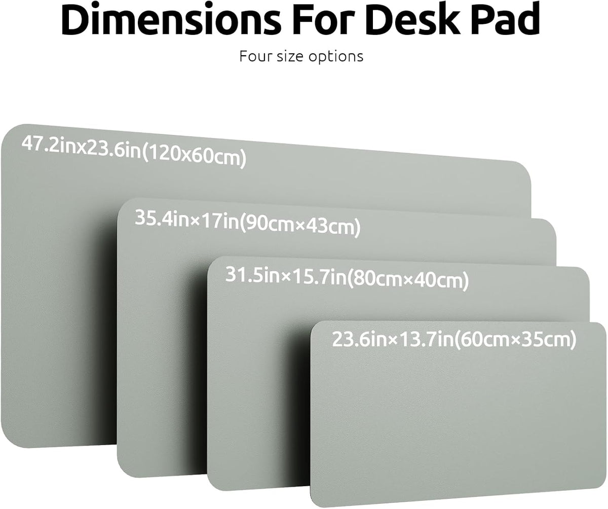 YSAGi Leather Desk Protector, Office Mat, Large Mouse Mat, Non-Slip PU Leather Blotter, Laptop Desk Pad, Waterproof Writing Pad for Office and Home (Grayish Green, 47.2" x 23.6")