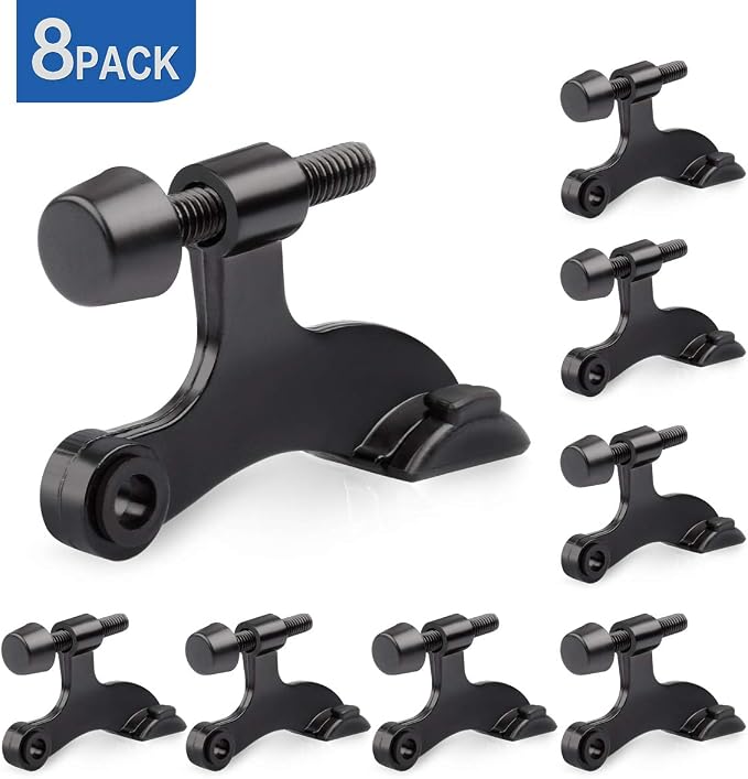 HOMOTEK 8 Pack Hinge Pin Black Door Stopper, Adjustable Deluxe Heavy Duty Door