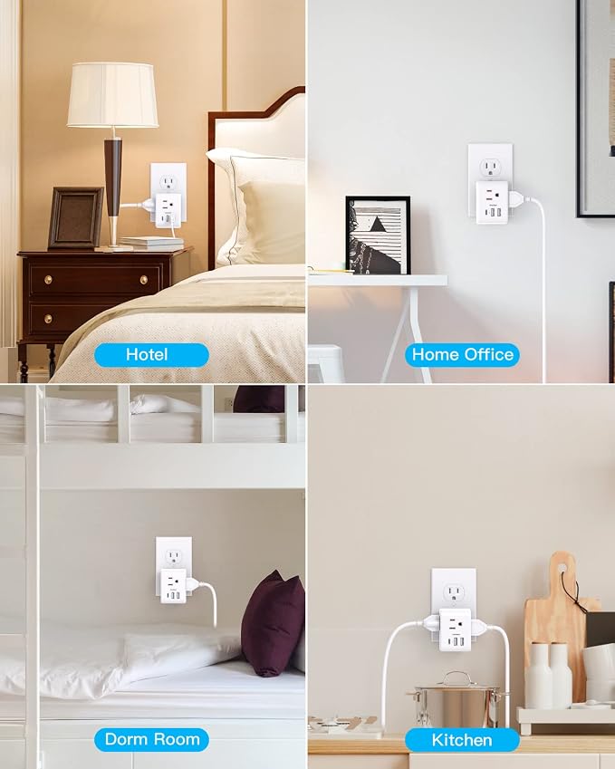 Multi Plug Outlet Extender, Power Strip Non Surge Protector Electric Outlet
