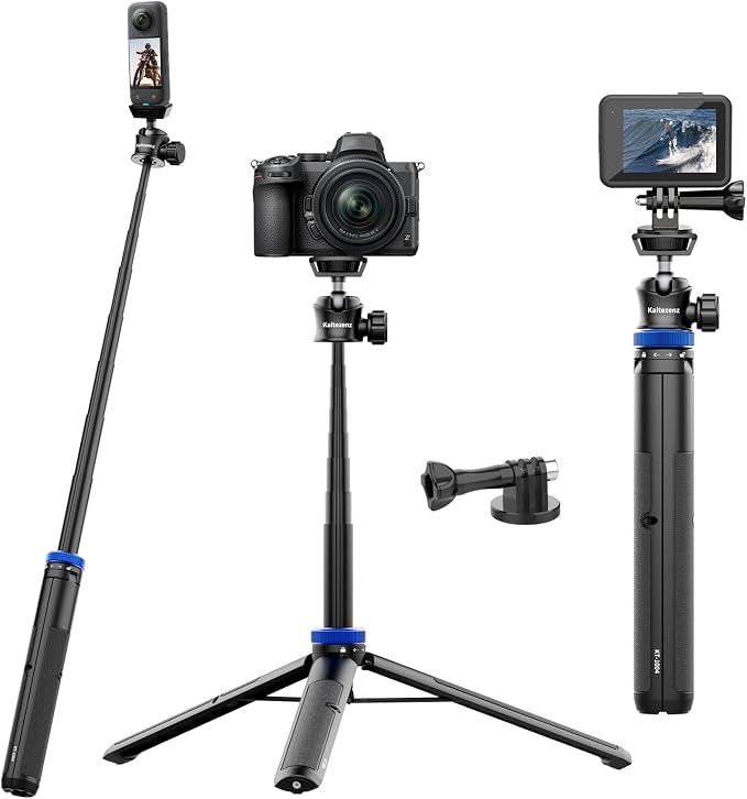Selfie Stick Tripod for Gopro Camera, Portable Lightweight Camera Tripod for