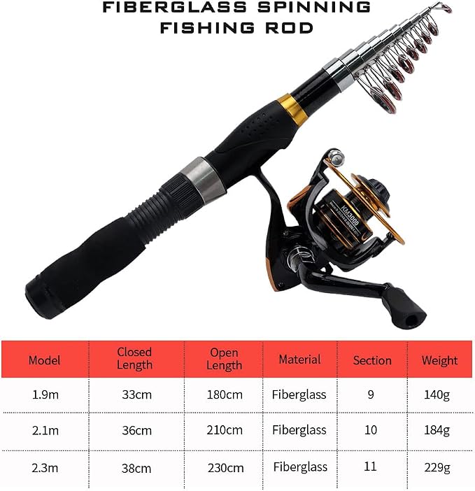 Collapsible Fishing Rod and Reel Combo, BalanZze Telescopic Fishing Rod