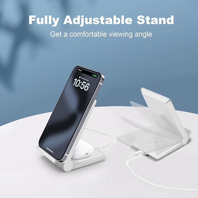 25W Wireless ChargerFoldable 2 in 1 Wireless Charging Station for Apple iPhone 16/16 Pro/15/14/13/12/11/Plus/SE/X/AirpodsPDKUAI 15W Fast Dual Wireless Induction Charge Stand for Samsung/LG