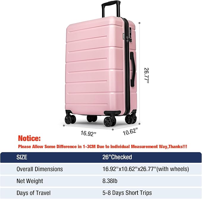 KYME 26 Inch Luggage TSA Approved Hardshell 26" Suitcases